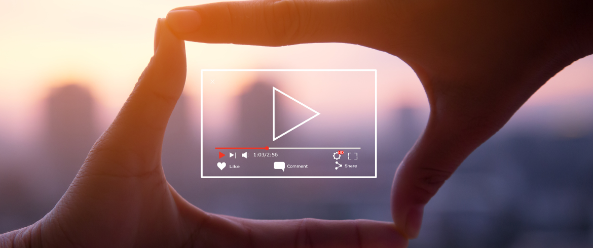 Image of a two hands showing video marketing